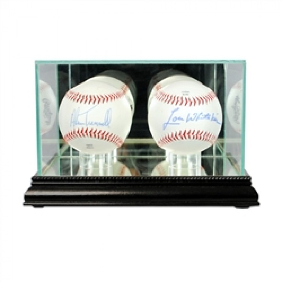 Deluxe Real Glass Double Baseball Display 1886